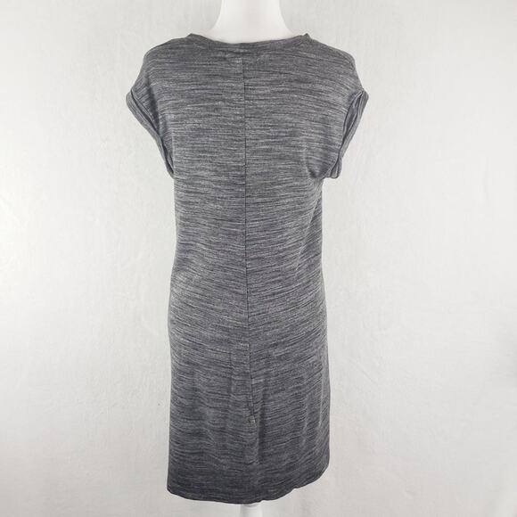 Cloth & Stone Shirt Dress Women M Melange Short Sleeve Soft Grey Heather Knit - Picture 4 of 8